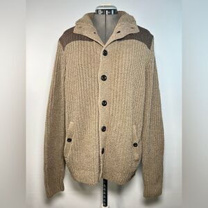 Ted Baker Mens Wool Blend Knit Tan Ribbed Cardigan 5